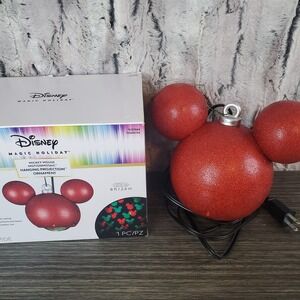 Mickey Mouse Hanging Projection Ornament Christmas Disney Magic Motionmosaic Red
